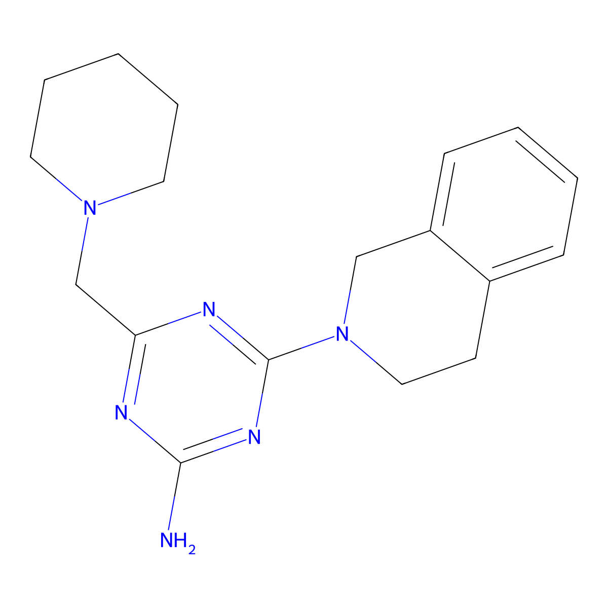 Isoquinoline, 1,2,3,4-tetrahydro-2-(4-amino-6-(piperidinomethyl)-s-triazin-2-yl)- molecular structure, CAS 30146-66-8