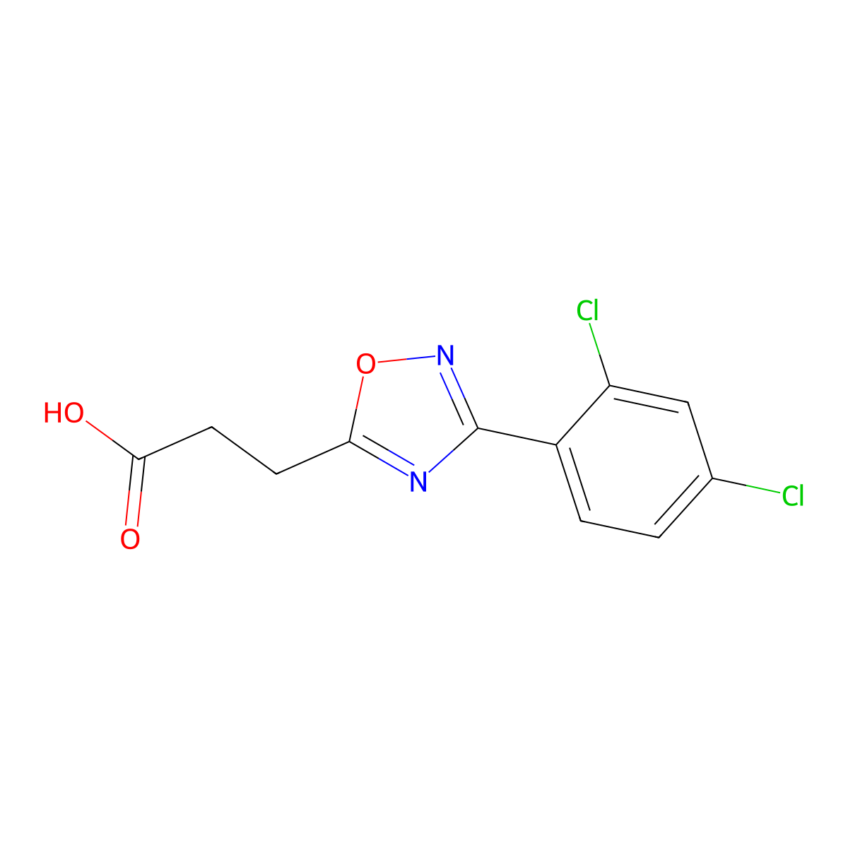 3-[3-(2,4-Dichlorophenyl)-1,2,4-oxadiazol-5-yl]propanoic acid molecular structure, CAS 30149-95-2