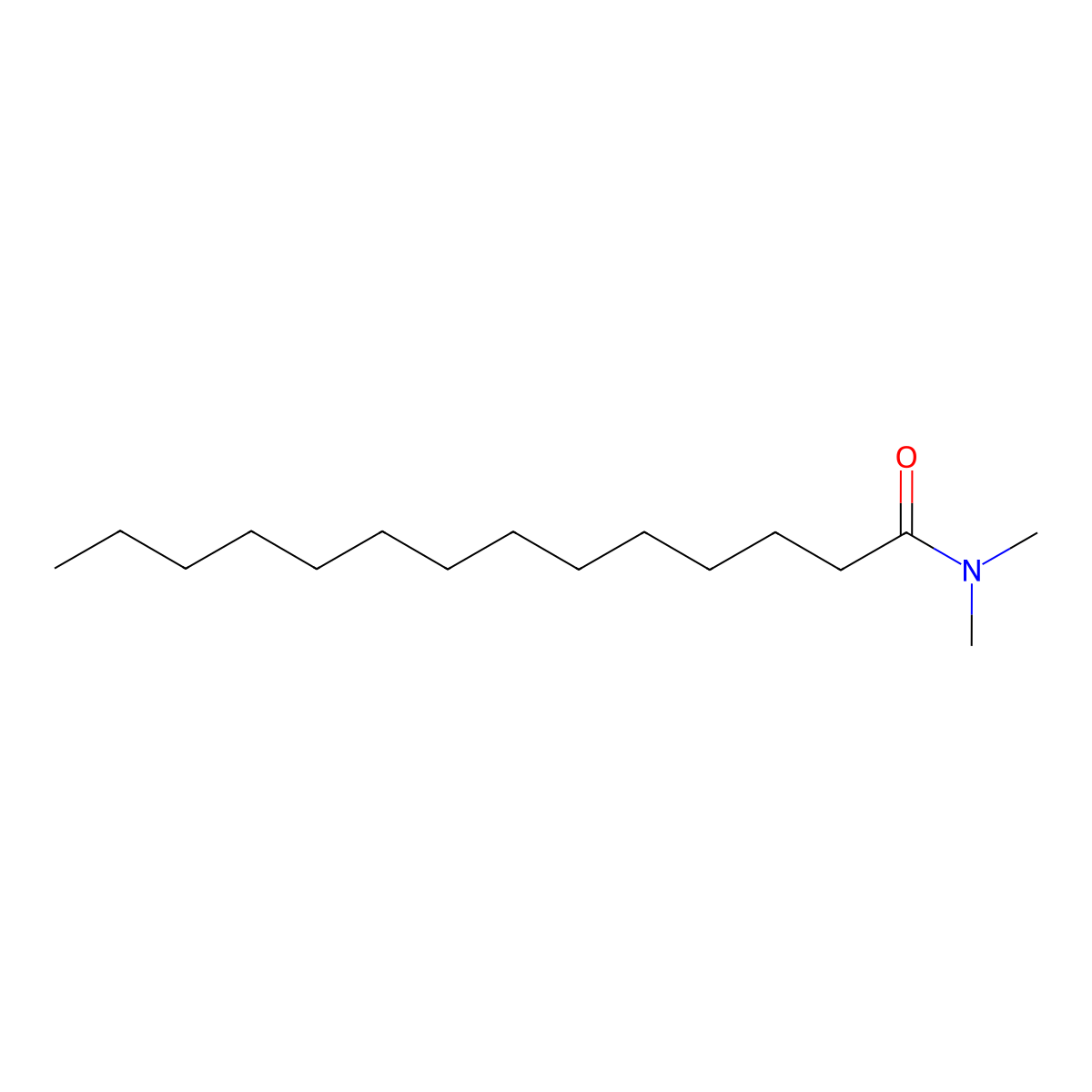 Dimethyl myristamide molecular structure, CAS 3015-65-4