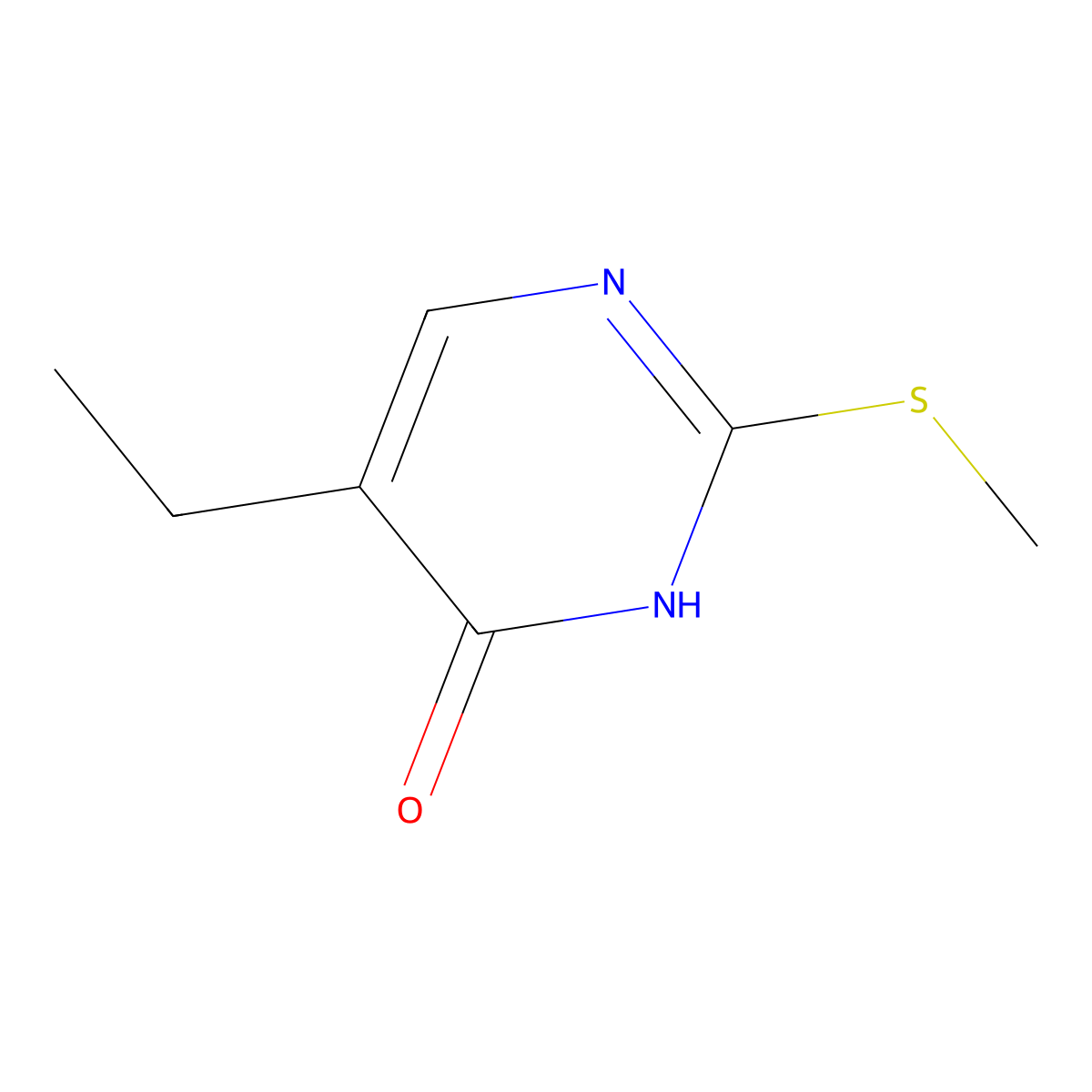 4-Pyrimidinol, 5-ethyl-2-methylthio- molecular structure, CAS 30150-54-0