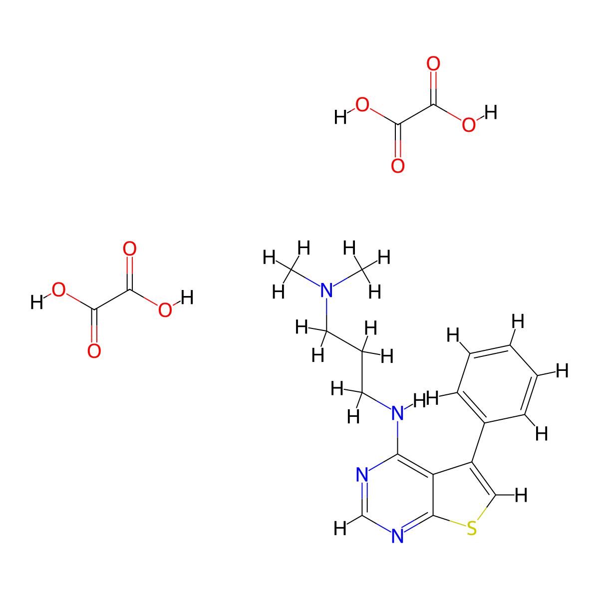 N1,N1-Dimethyl-N3-(5-phenylthieno[2,3-d]pyrimidin-4-yl)propane-1,3-diamine dioxalate molecular structure, CAS 301522-43-0
