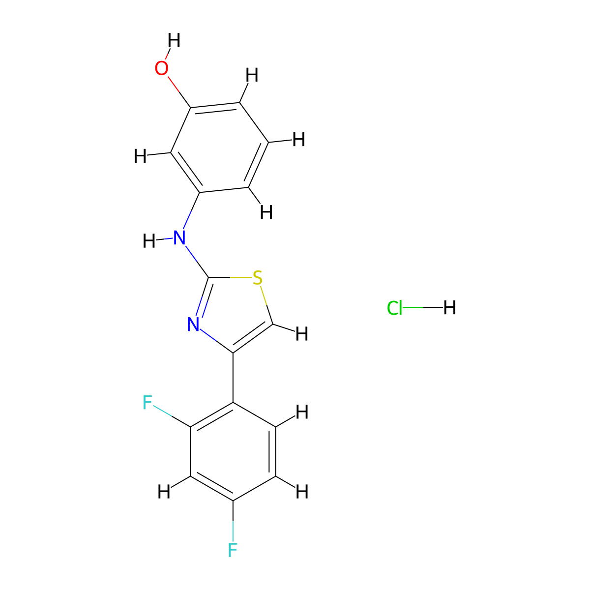 3-{[4-(2,4-Difluorophenyl)-1,3-thiazol-2-yl]amino}phenol hydrochloride molecular structure, CAS 301524-74-3
