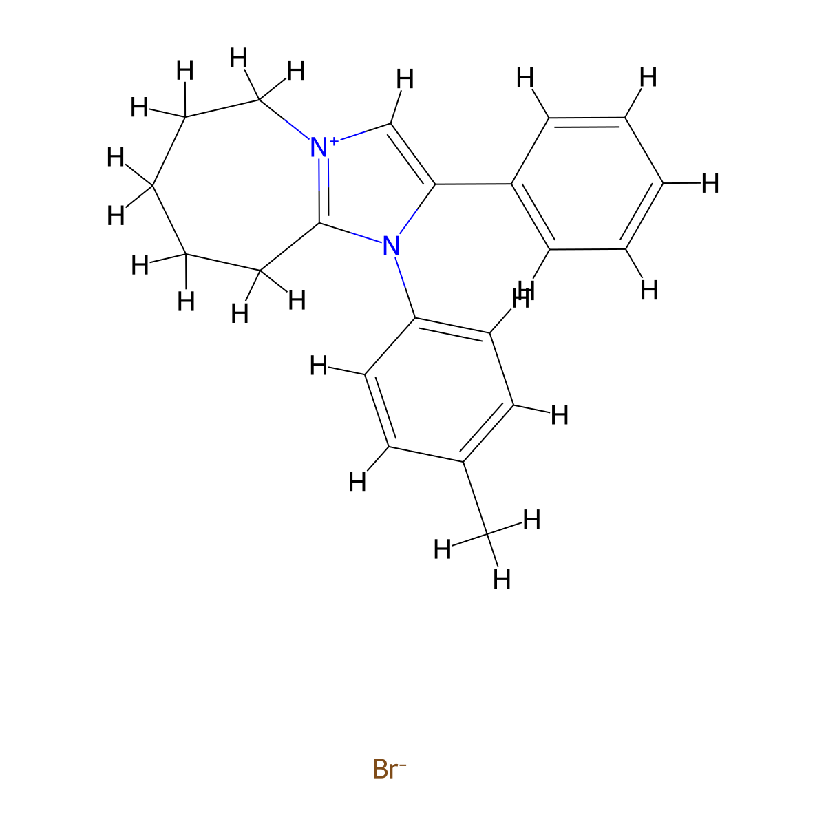 2-phenyl-1-(p-tolyl)-6,7,8,9-tetrahydro-5H-imidazo[1,2-a]azepin-1-ium bromide molecular structure, CAS 301525-94-0