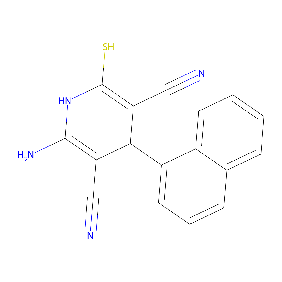 2-Amino-4-(naphthalen-1-yl)-6-sulfanyl-1,4-dihydropyridine-3,5-dicarbonitrile molecular structure, CAS 301526-12-5