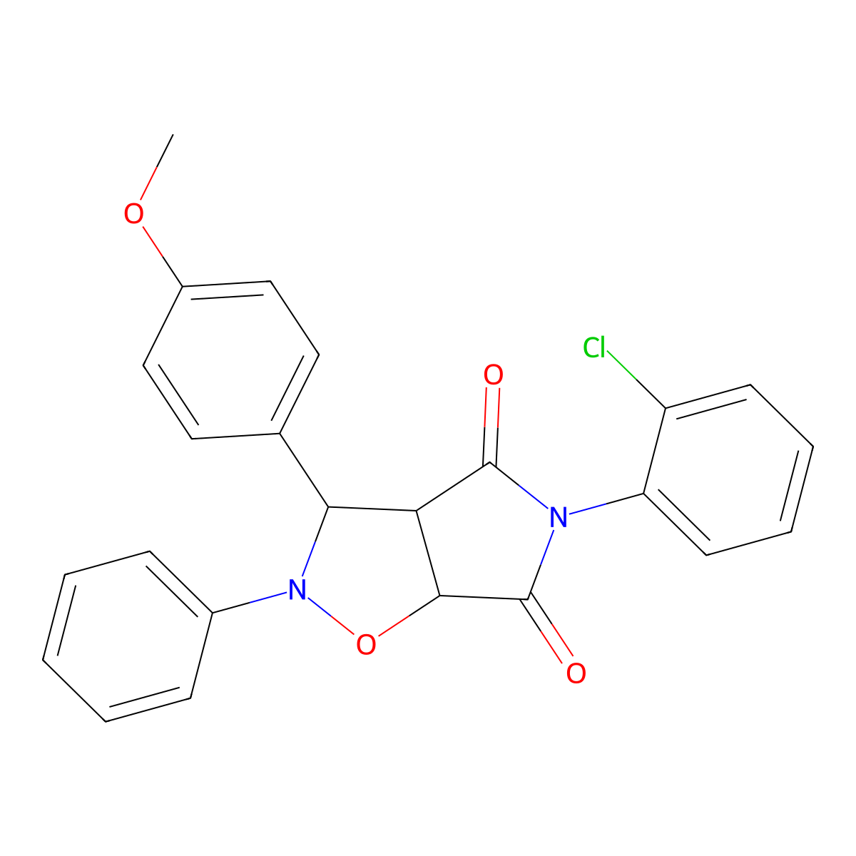 5-(2-Chlorophenyl)-3-(4-methoxyphenyl)-2-phenyldihydro-2H-pyrrolo(3,4-D)isoxazole-4,6(3H,5H)-dione molecular structure, CAS 301534-55-4