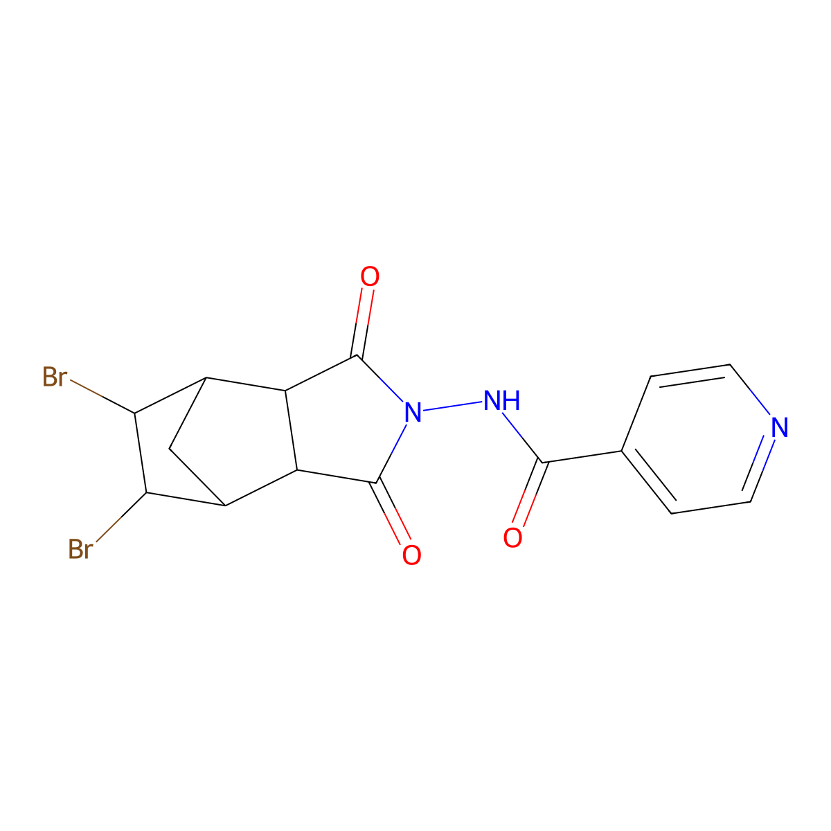 N-(5,6-dibromo-1,3-dioxohexahydro-1H-4,7-methanoisoindol-2(3H)-yl)isonicotinamide molecular structure, CAS 301537-86-0