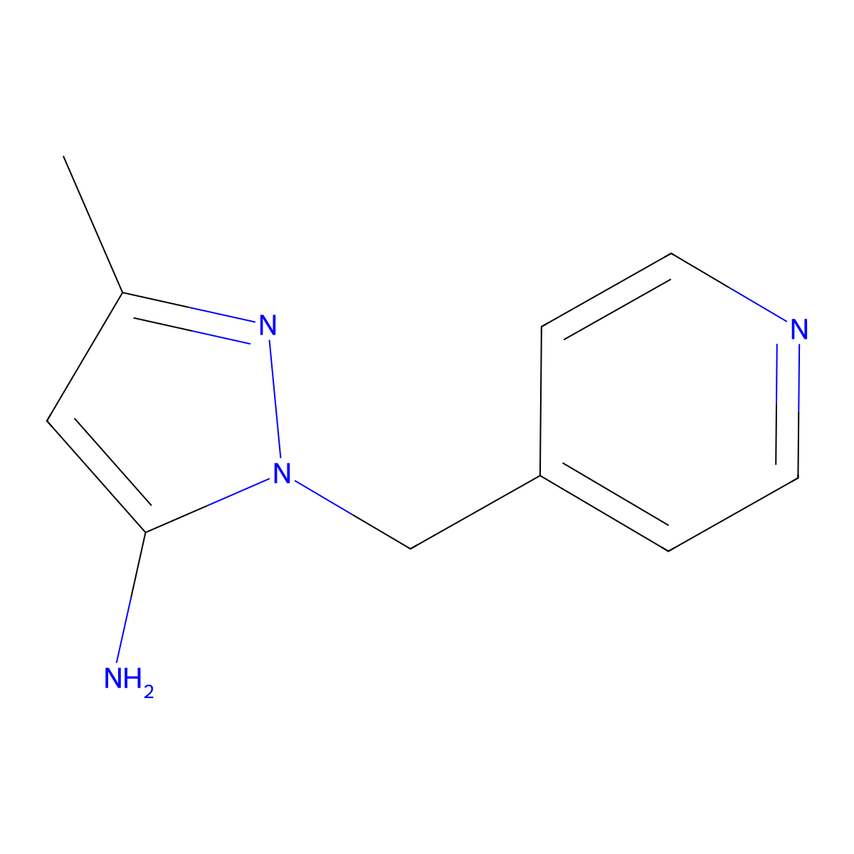 3-Methyl-1-(pyridin-4-ylmethyl)-1H-pyrazol-5-amine molecular structure, CAS 30154-18-8