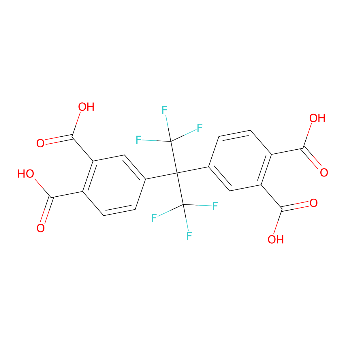 1,2-Benzenedicarboxylic acid, 4,4'-[2,2,2-trifluoro-1-(trifluoromethyl)ethylidene]bis- molecular structure, CAS 3016-76-0