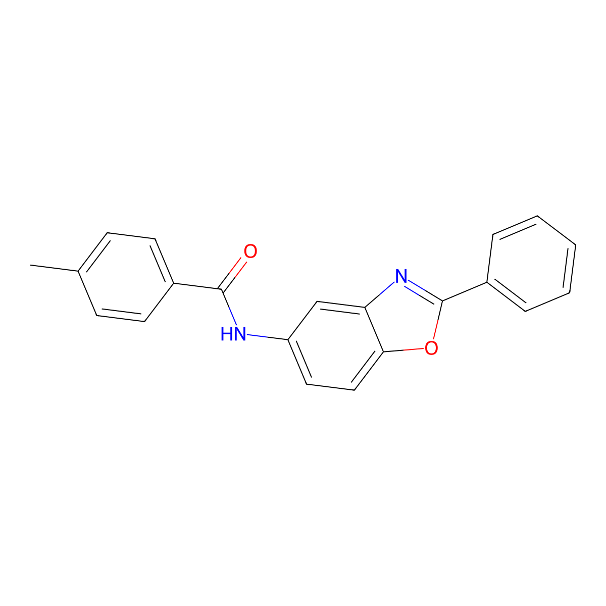 4-methyl-N-(2-phenyl-1,3-benzoxazol-5-yl)benzamide molecular structure, CAS 301646-89-9