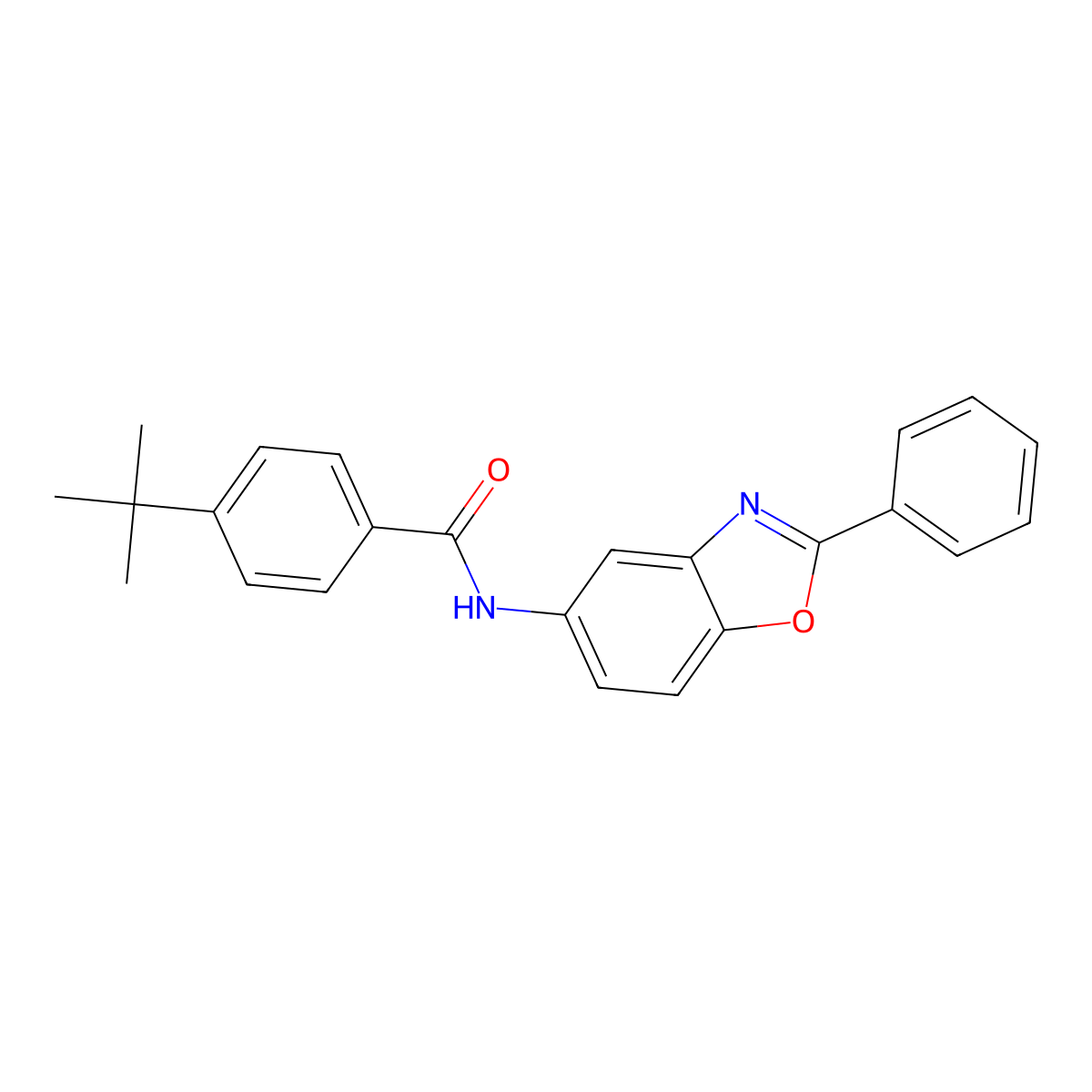 4-tert-butyl-N-(2-phenyl-1,3-benzoxazol-5-yl)benzamide molecular structure, CAS 301646-92-4