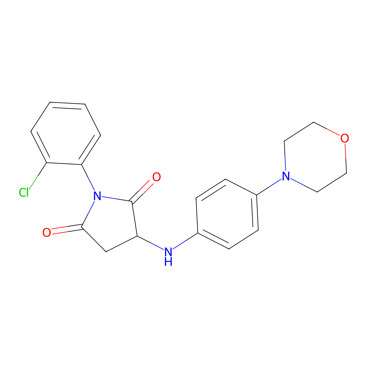 1-(2-Chlorophenyl)-3-((4-morpholinophenyl)amino)pyrrolidine-2,5-dione molecular structure, CAS 301648-92-0