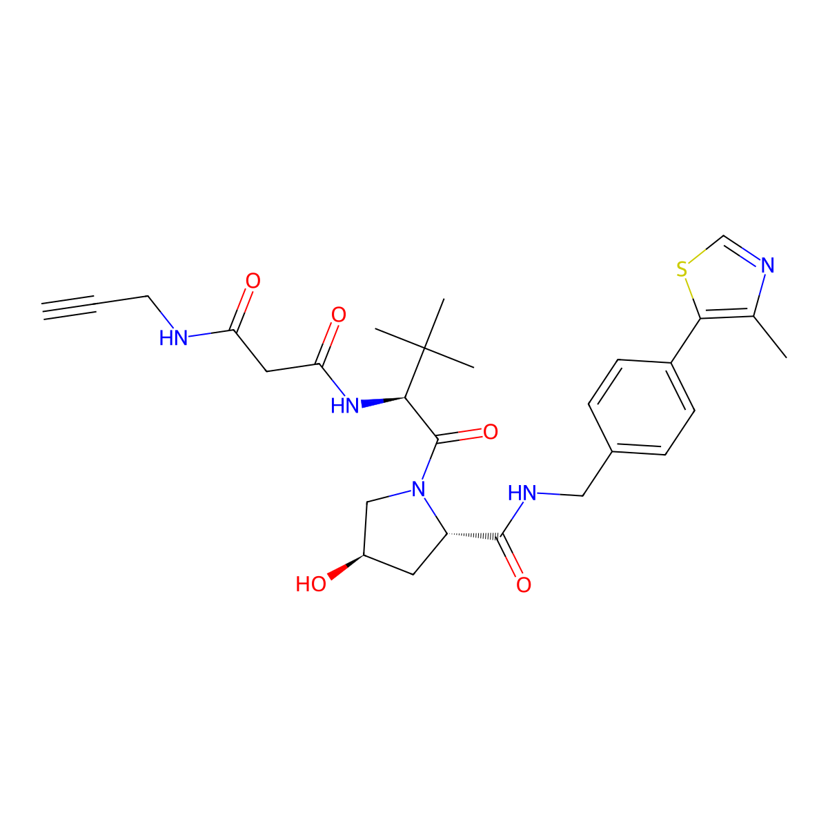 N1-((S)-1-((2S,4R)-4-Hydroxy-2-((4-(4-methylthiazol-5-YL)benzyl)carbamoyl)pyrrolidin-1-YL)-3,3-dimethyl-1-oxobutan-2-YL)-N3-(prop-2-YN-1-YL)malonamide molecular structure, CAS 3016517-29-3