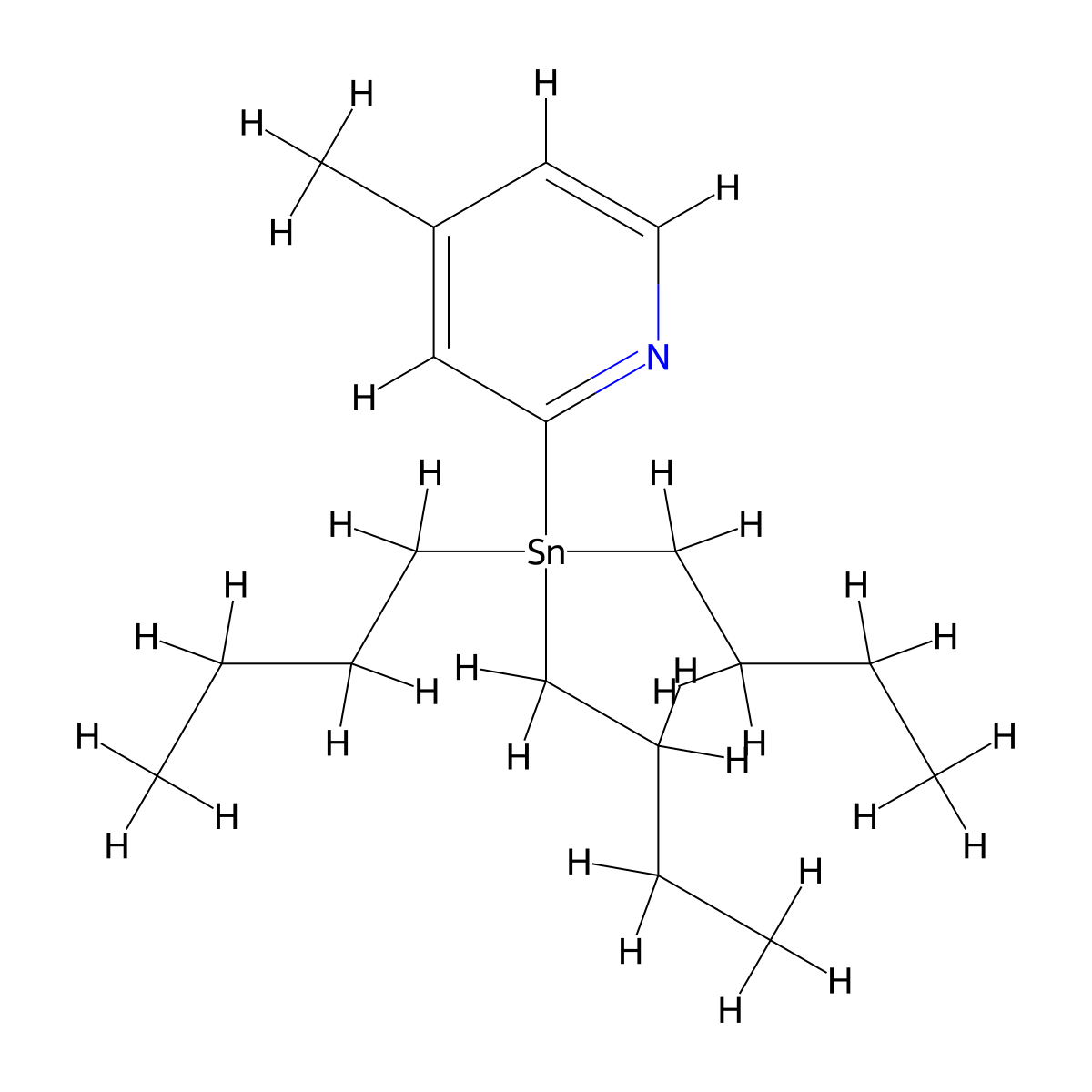 4-Methyl-2-(tributylstannyl)pyridine molecular structure, CAS 301652-23-3