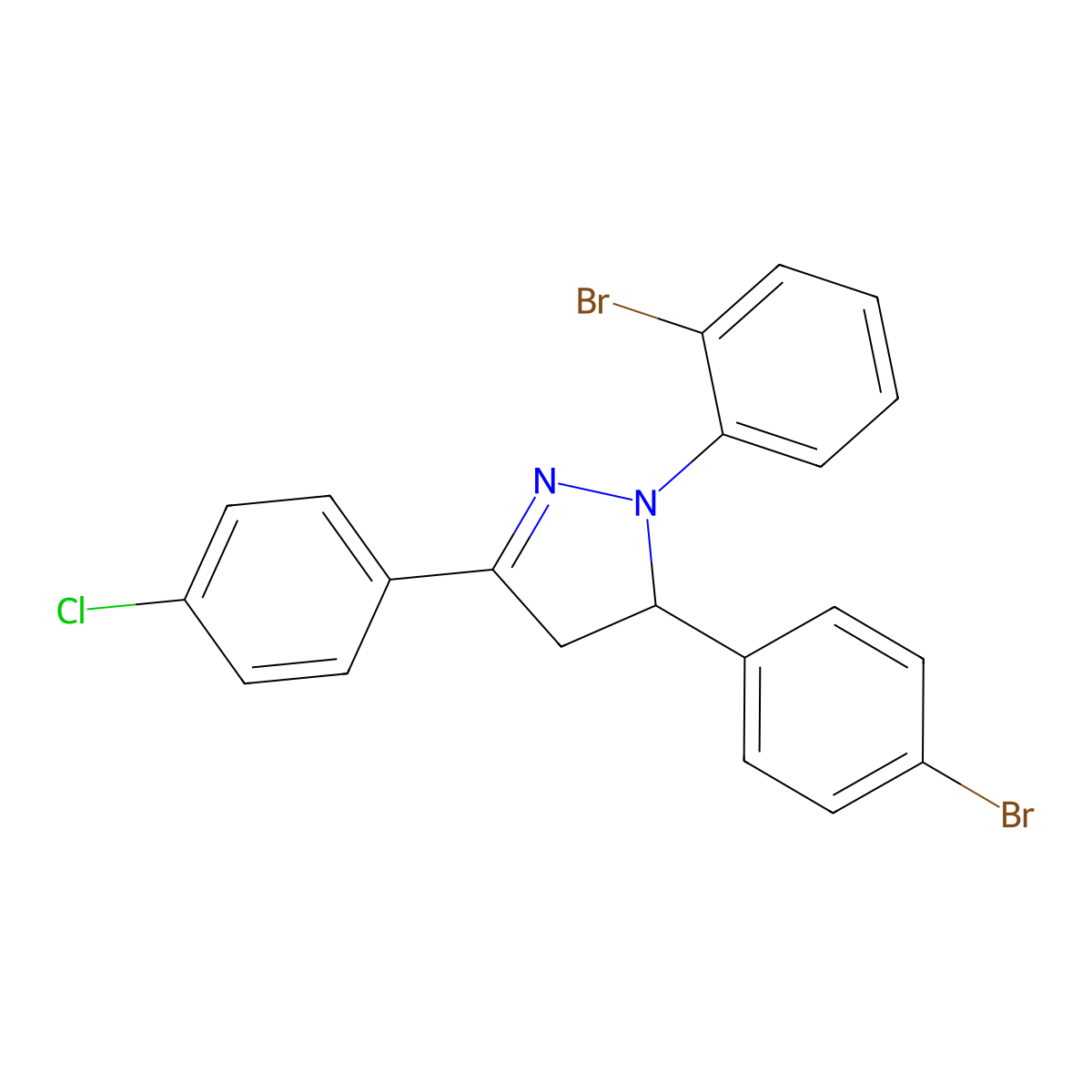 2-(2-Bromophenyl)-3-(4-bromophenyl)-5-(4-chlorophenyl)-3,4-dihydropyrazole molecular structure, CAS 301654-33-1