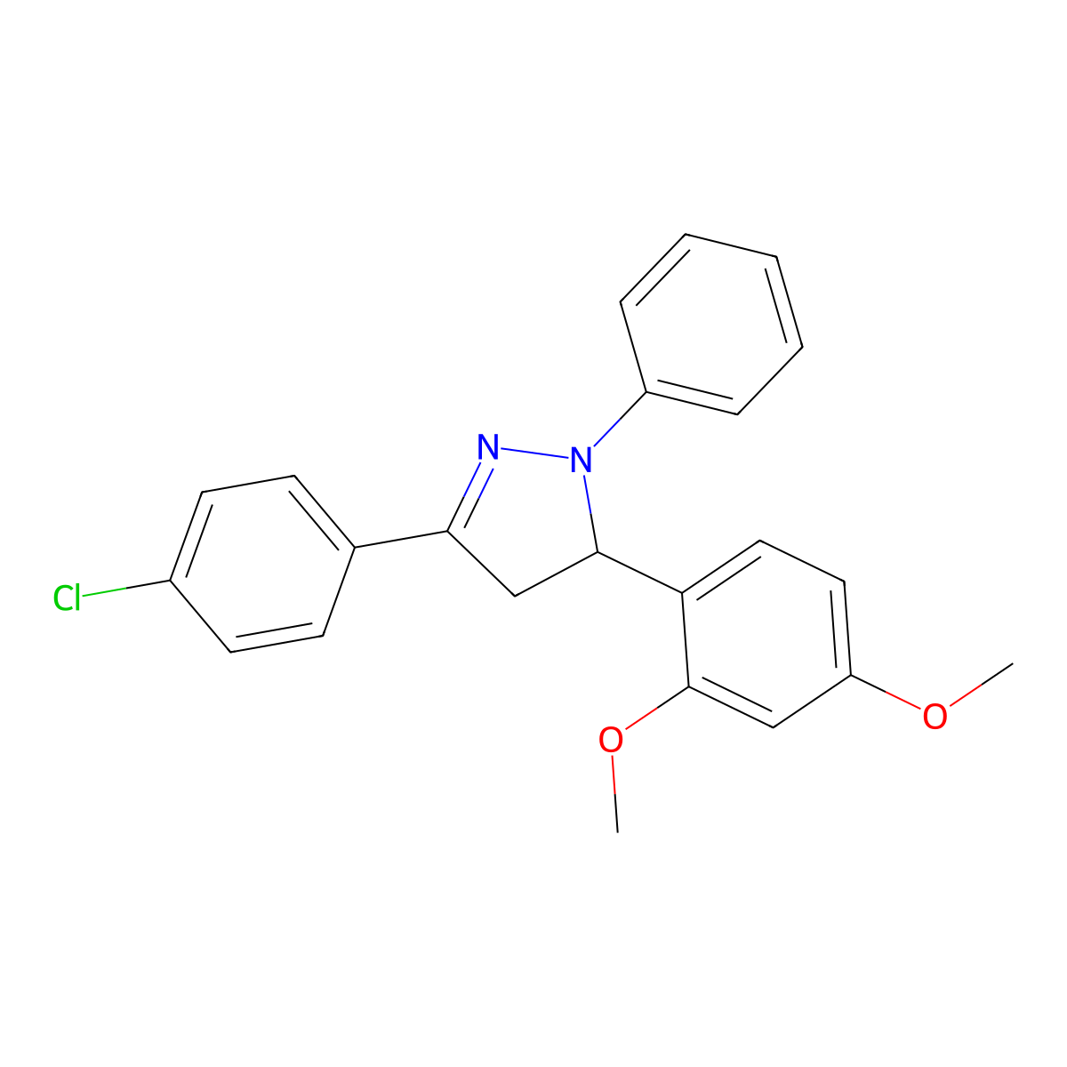 5-(4-Chlorophenyl)-3-(2,4-dimethoxyphenyl)-2-phenyl-3,4-dihydropyrazole molecular structure, CAS 301654-43-3