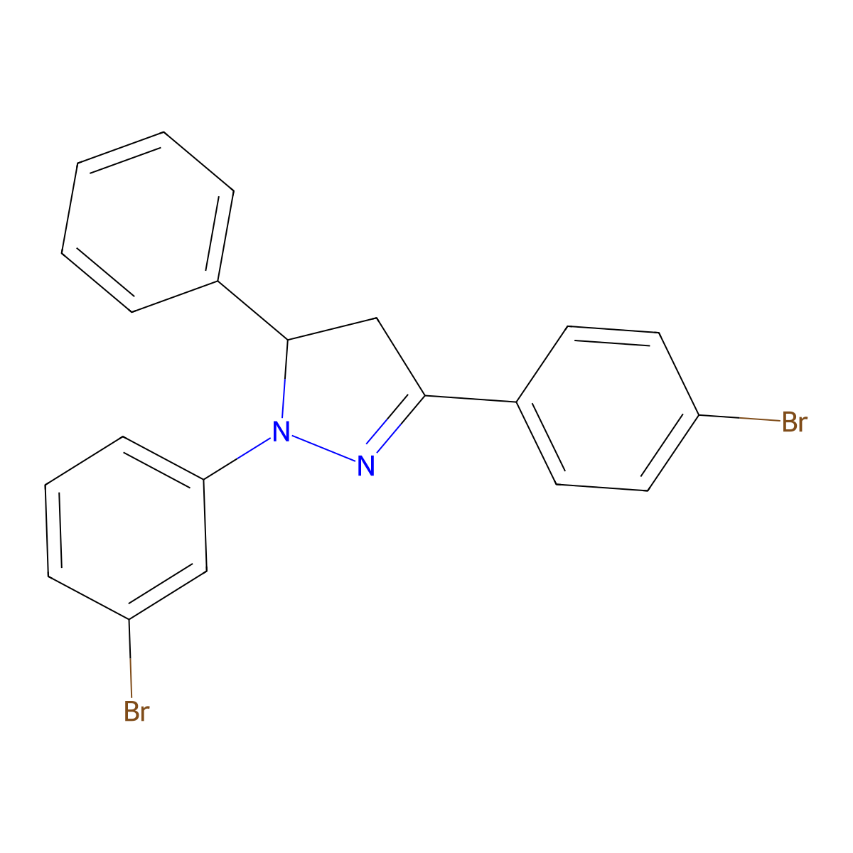 2-(3-Bromophenyl)-5-(4-bromophenyl)-3-phenyl-3,4-dihydropyrazole molecular structure, CAS 301654-56-8