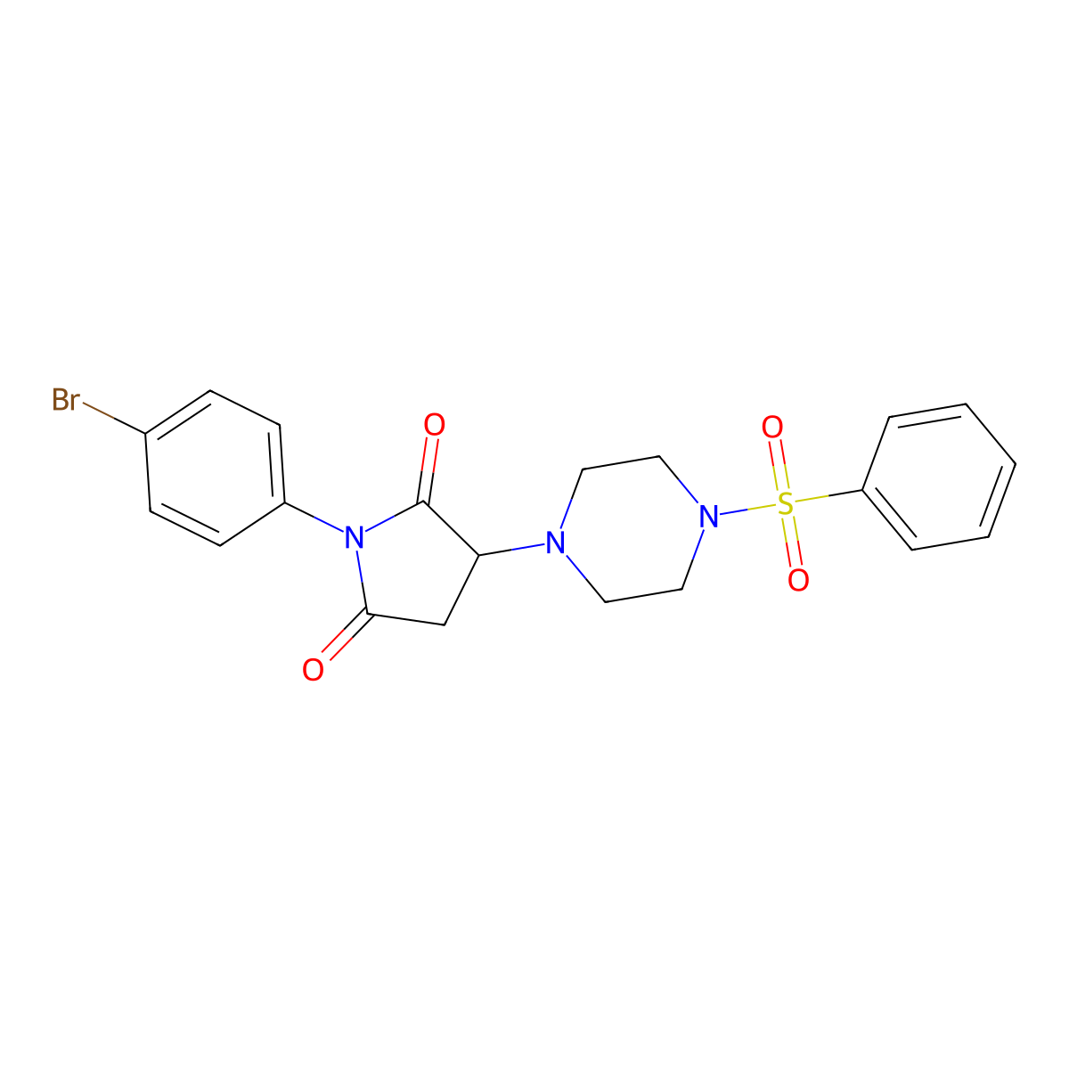 3-[4-(Benzenesulfonyl)piperazin-1-yl]-1-(4-bromophenyl)pyrrolidine-2,5-dione molecular structure, CAS 301654-62-6