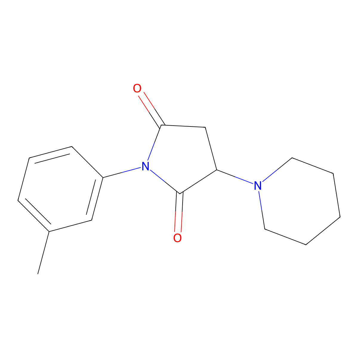 1-(3-Methylphenyl)-3-piperidin-1-ylpyrrolidine-2,5-dione molecular structure, CAS 301654-64-8