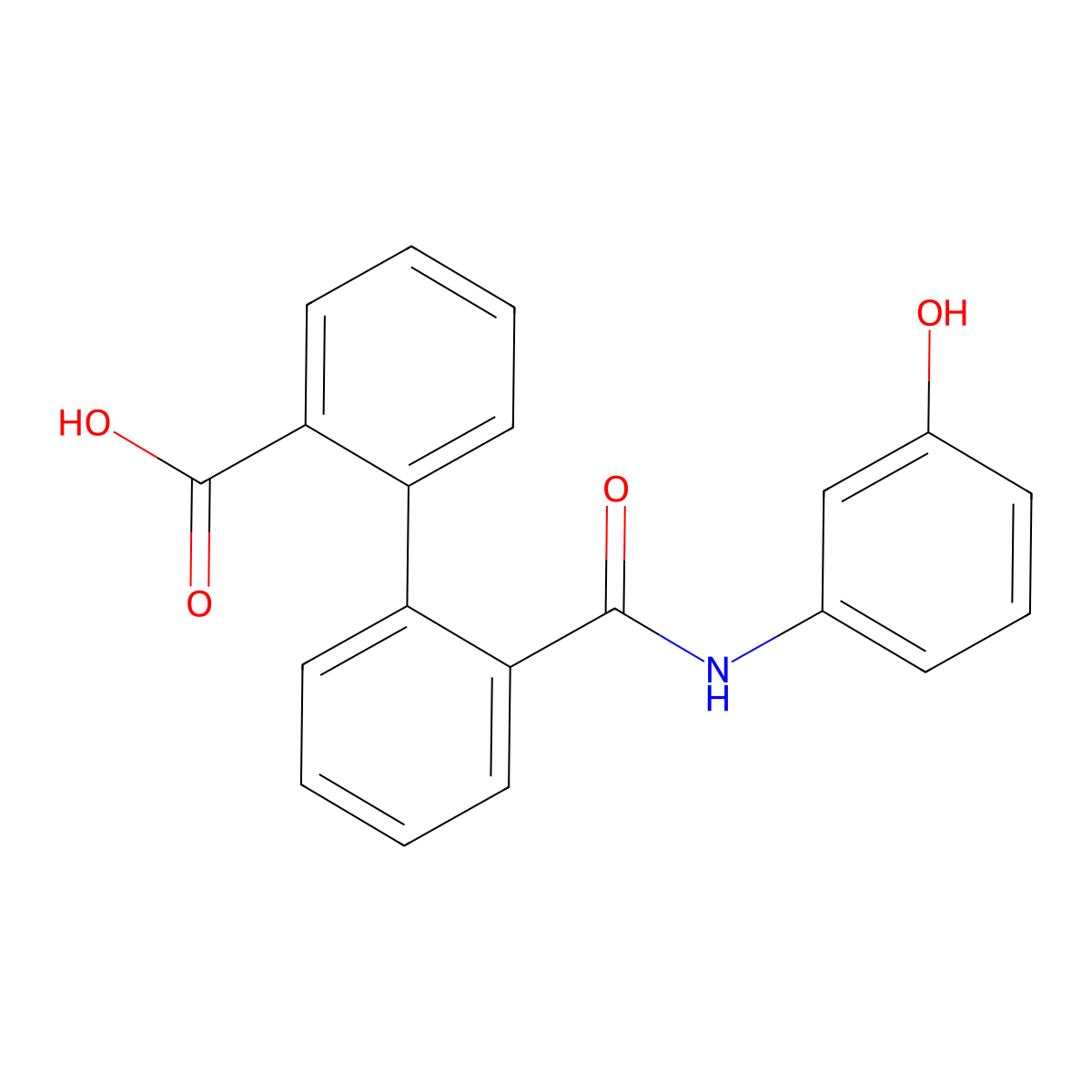 2-[2-[(3-Hydroxyphenyl)carbamoyl]phenyl]benzoic acid molecular structure, CAS 301655-33-4
