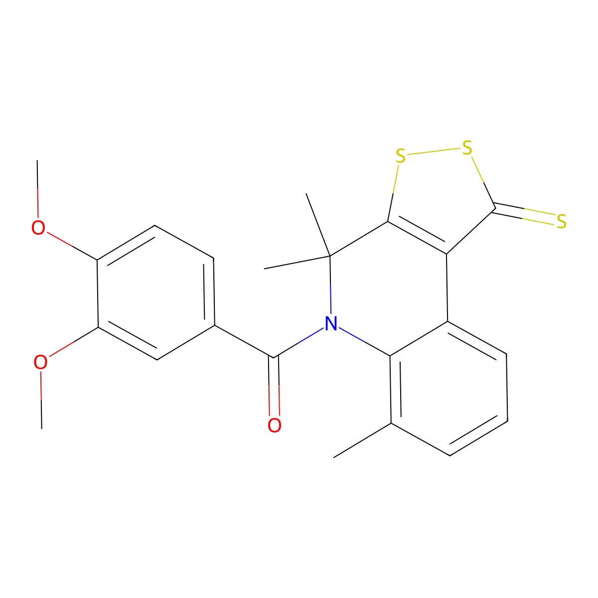 (3,4-dimethoxyphenyl)(4,4,6-trimethyl-1-thioxo-1,4-dihydro-5H-[1,2]dithiolo[3,4-c]quinolin-5-yl)methanone molecular structure, CAS 301655-45-8