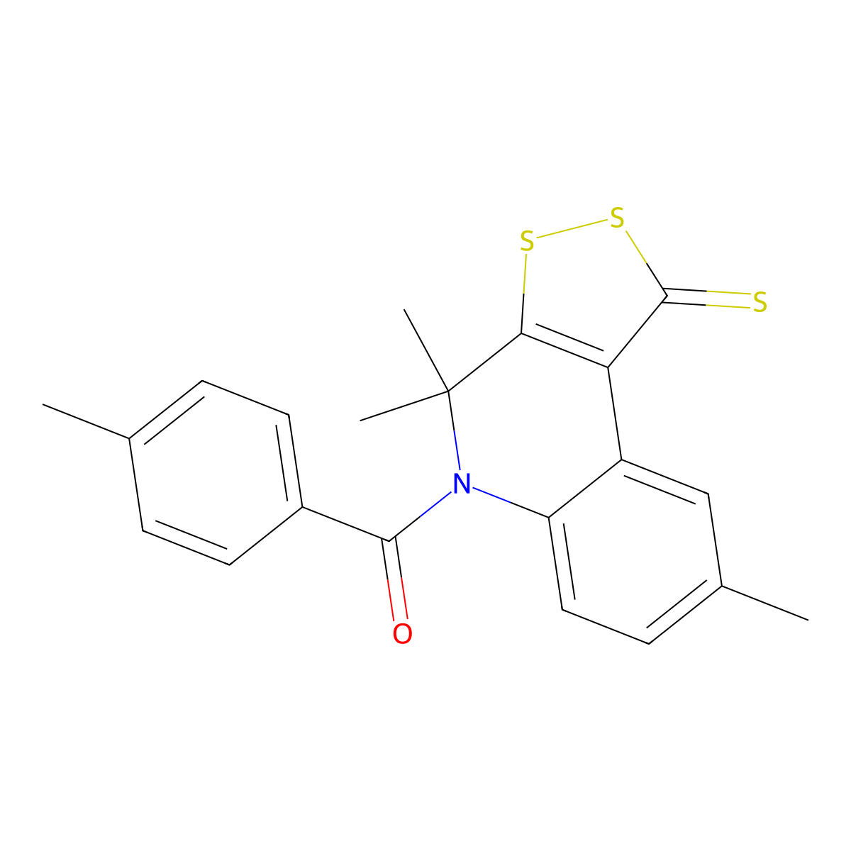 4,4,8-trimethyl-5-(4-methylbenzoyl)-4,5-dihydro-1H-[1,2]dithiolo[3,4-c]quinoline-1-thione molecular structure, CAS 301655-51-6