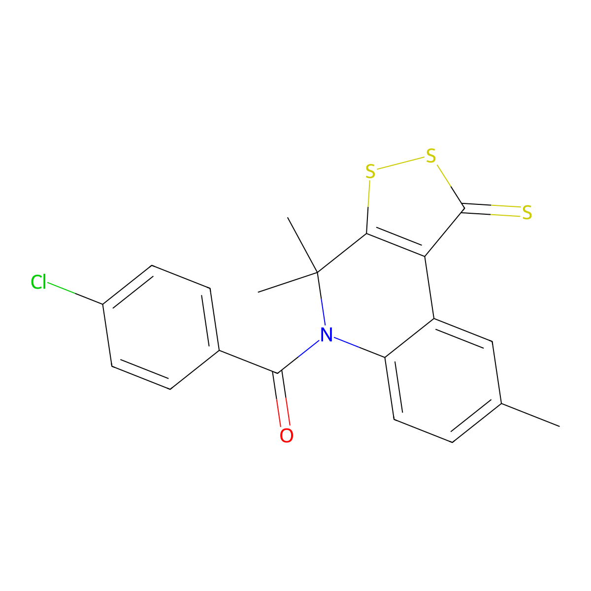 5-(4-chlorobenzoyl)-4,4,8-trimethyl-4,5-dihydro-1H-[1,2]dithiolo[3,4-c]quinoline-1-thione molecular structure, CAS 301655-52-7