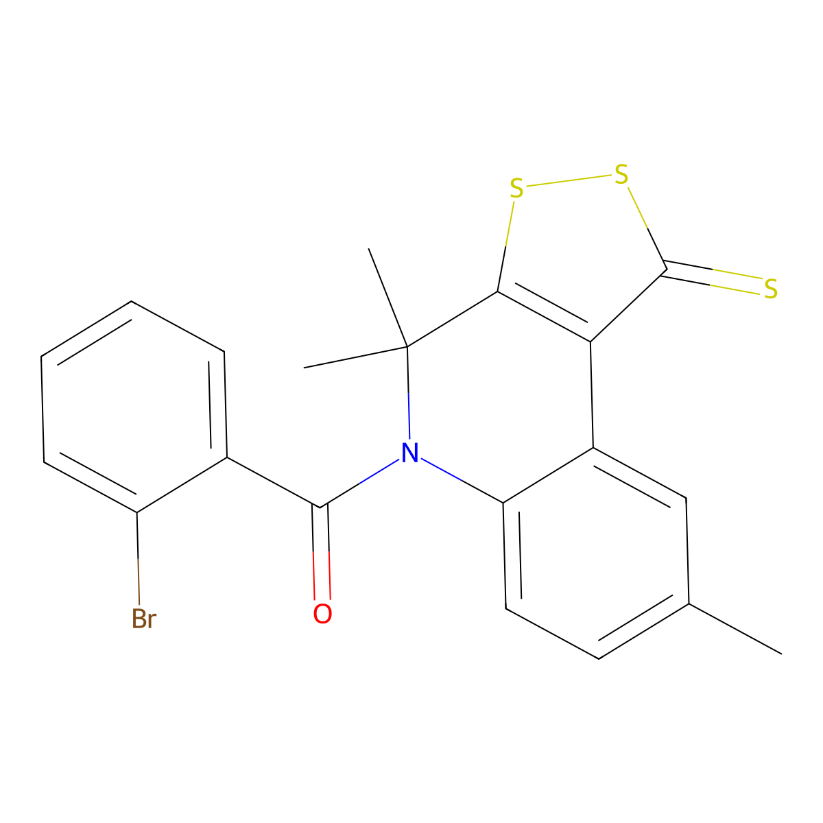 (2-bromophenyl)(4,4,8-trimethyl-1-thioxo-1,4-dihydro-5H-[1,2]dithiolo[3,4-c]quinolin-5-yl)methanone molecular structure, CAS 301655-53-8