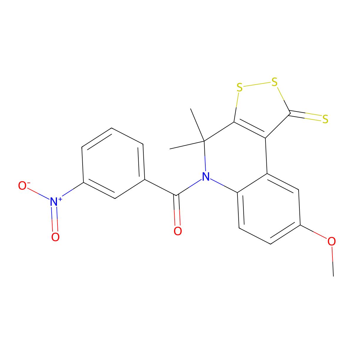 5-{3-nitrobenzoyl}-8-methoxy-4,4-dimethyl-4,5-dihydro-1H-[1,2]dithiolo[3,4-c]quinoline-1-thione molecular structure, CAS 301655-55-0