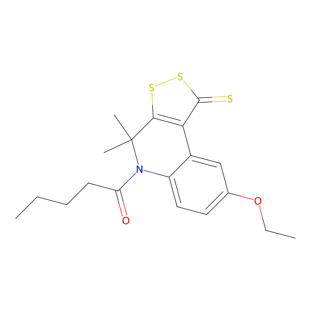 1-(8-Ethoxy-4,4-dimethyl-1-sulfanylidenedithiolo[3,4-c]quinolin-5-yl)pentan-1-one molecular structure, CAS 301655-78-7