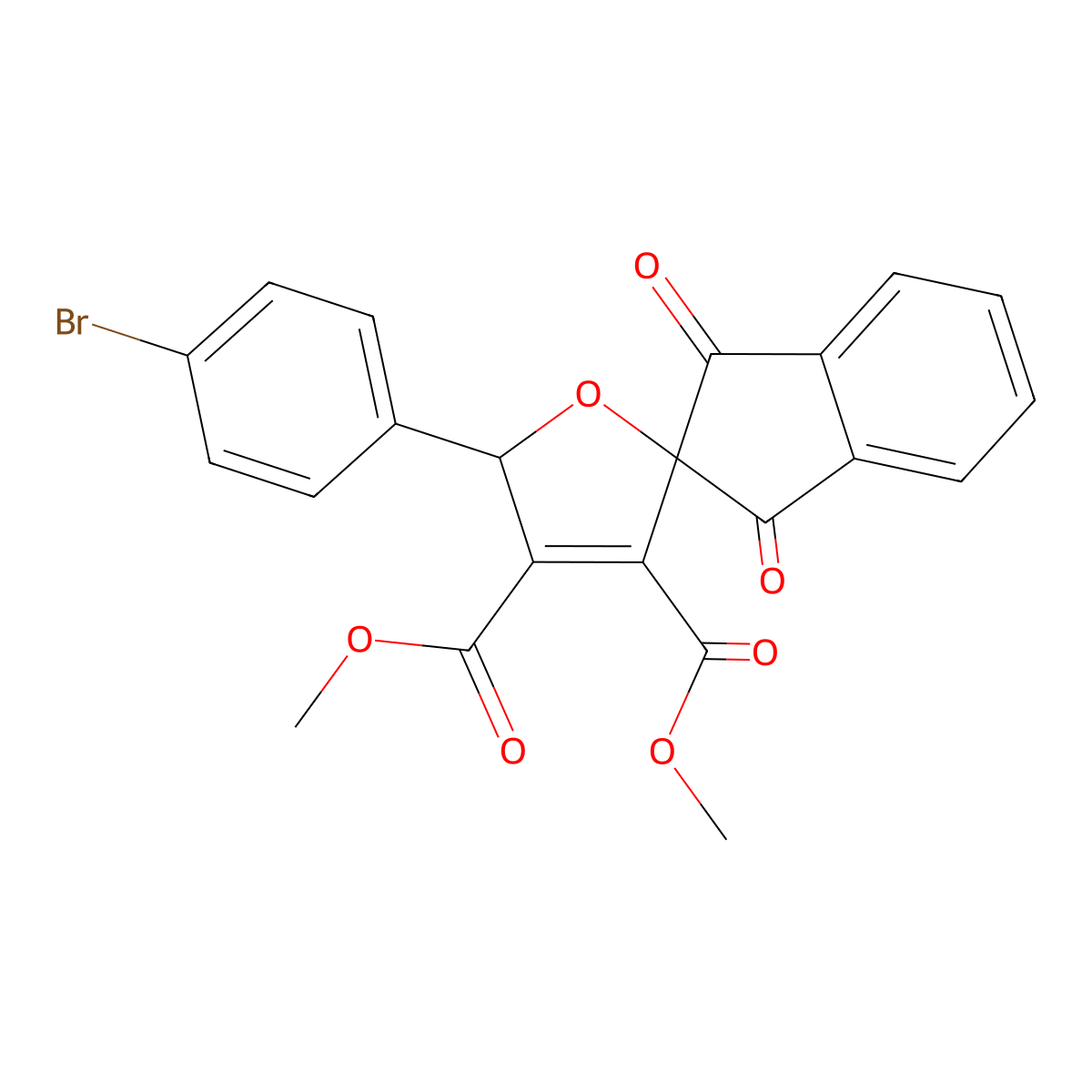 dimethyl 5-(4-bromophenyl)-1',3'-dioxo-1',3'-dihydro-5H-spiro[furan-2,2'-indene]-3,4-dicarboxylate molecular structure, CAS 301655-85-6
