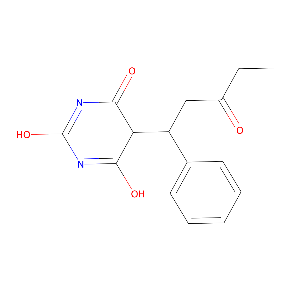 5-(3-Oxo-1-phenylpentyl)-1,3-diazinane-2,4,6-trione molecular structure, CAS 301655-89-0
