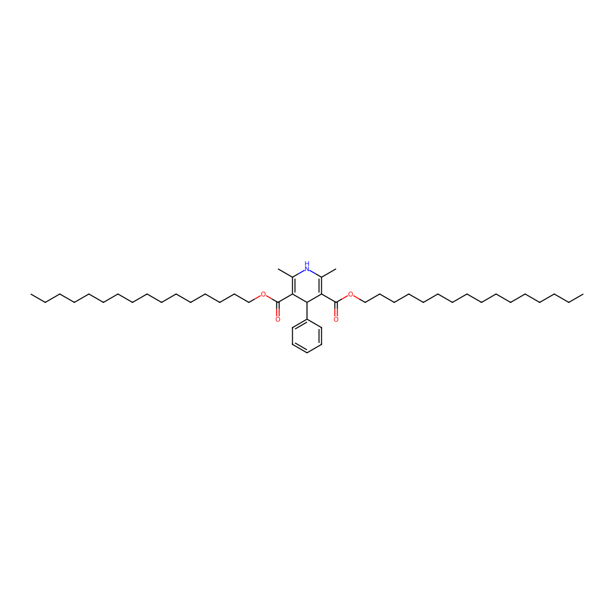 Dihexadecyl 2,6-dimethyl-4-phenyl-1,4-dihydro-3,5-pyridinedicarboxylate molecular structure, CAS 301656-97-3