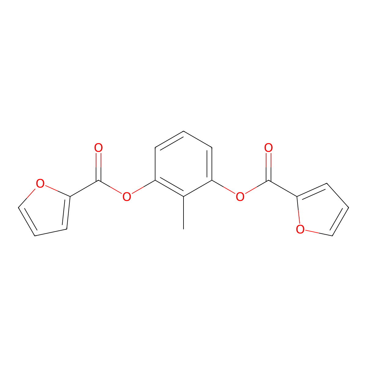 3-(2-Furoyloxy)-2-methylphenyl 2-furoate molecular structure, CAS 301658-04-8