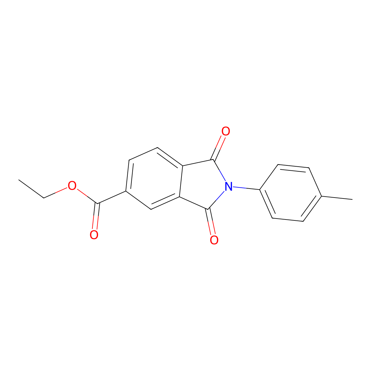 Ethyl 2-(4-methylphenyl)-1,3-dioxoisoindole-5-carboxylate molecular structure, CAS 301658-19-5