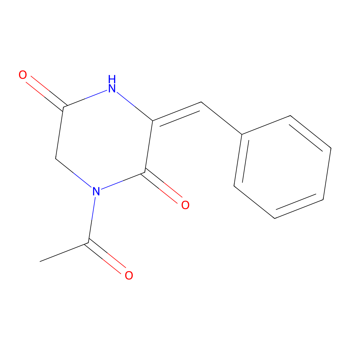 1-Acetyl-3-benzylidene-2,5-piperazinedione molecular structure, CAS 30166-30-4