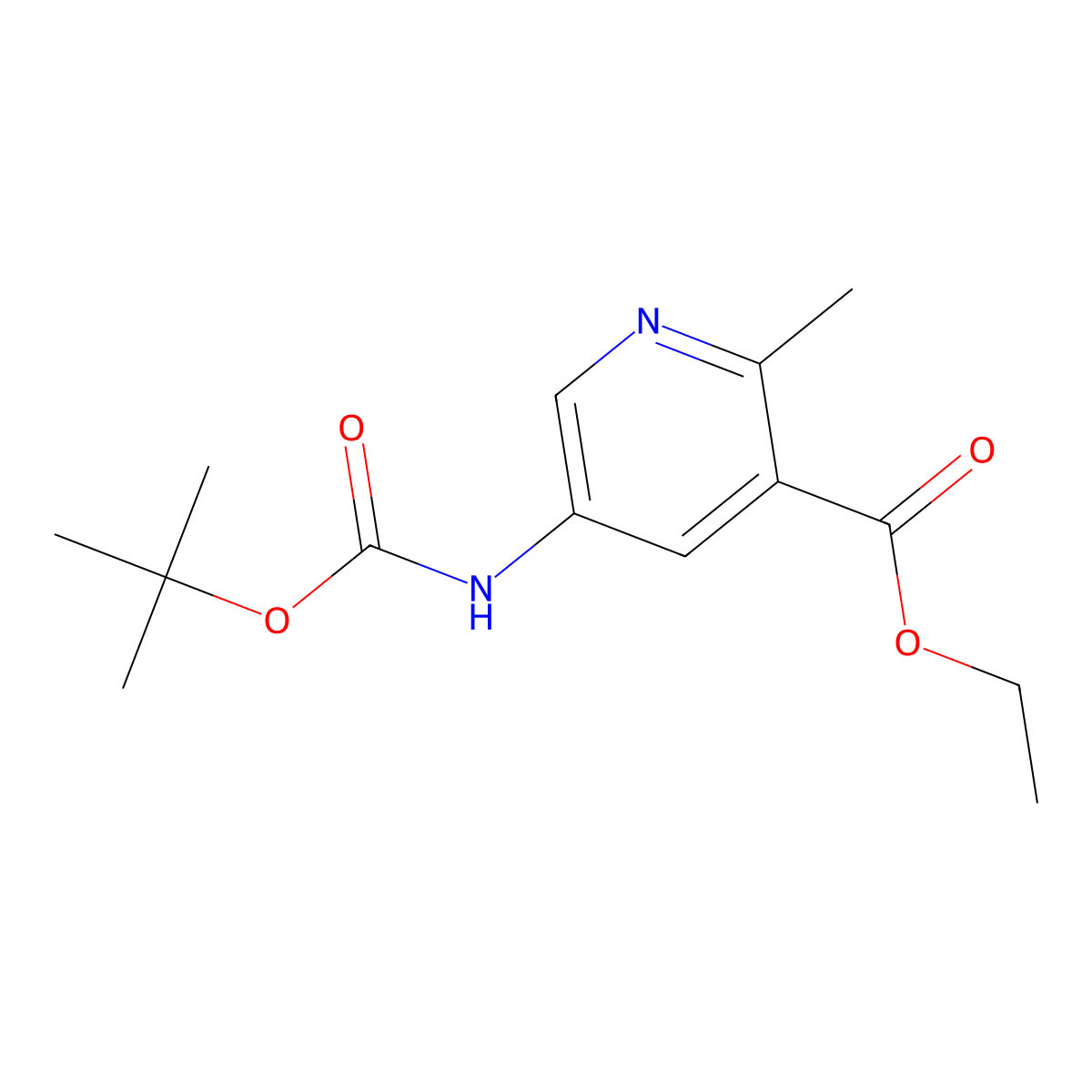 Ethyl 5-((tert-butoxycarbonyl)amino)-2-methylnicotinate molecular structure, CAS 301666-75-1