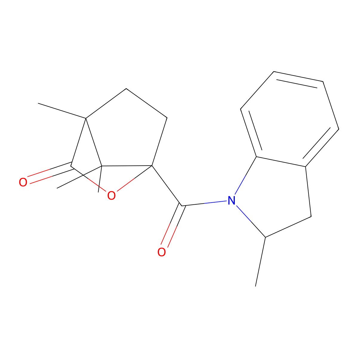 (1S,4S)-4,7,7-trimethyl-1-(2-methylindoline-1-carbonyl)-2-oxabicyclo[2.2.1]heptan-3-one molecular structure, CAS 301671-31-8