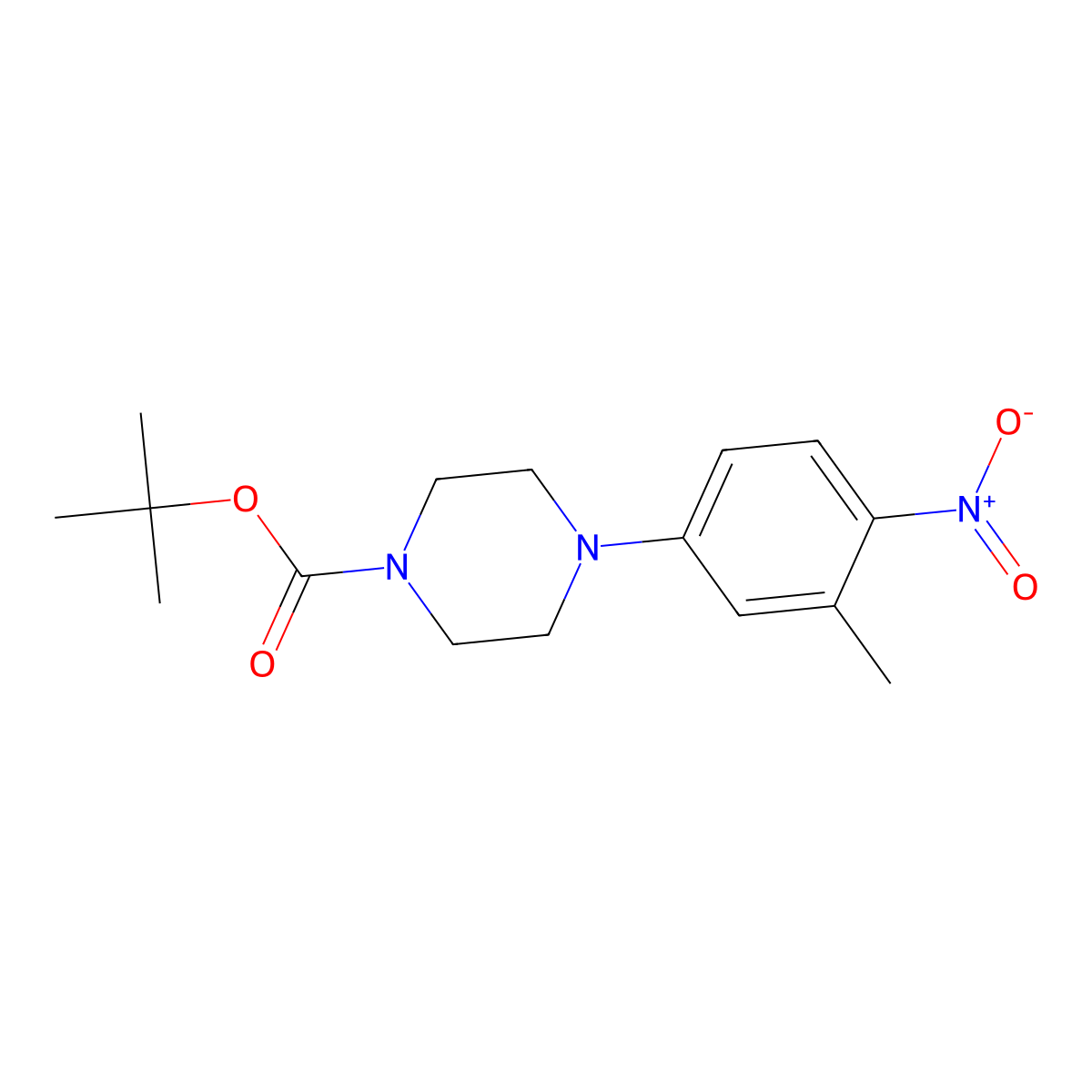 Tert-butyl 4-(3-methyl-4-nitrophenyl)piperazine-1-carboxylate molecular structure, CAS 301672-88-8