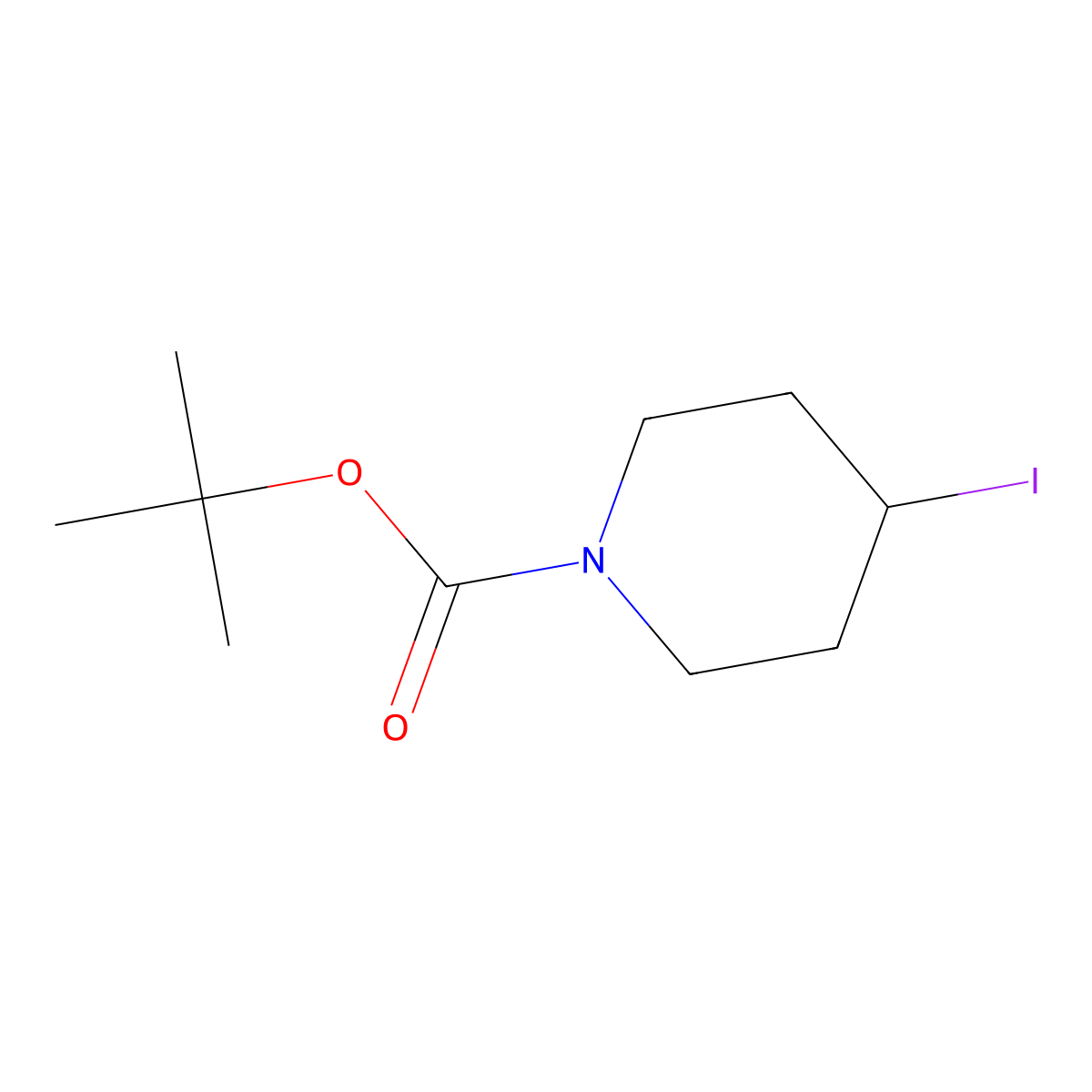Tert-butyl 4-iodopiperidine-1-carboxylate molecular structure, CAS 301673-14-3