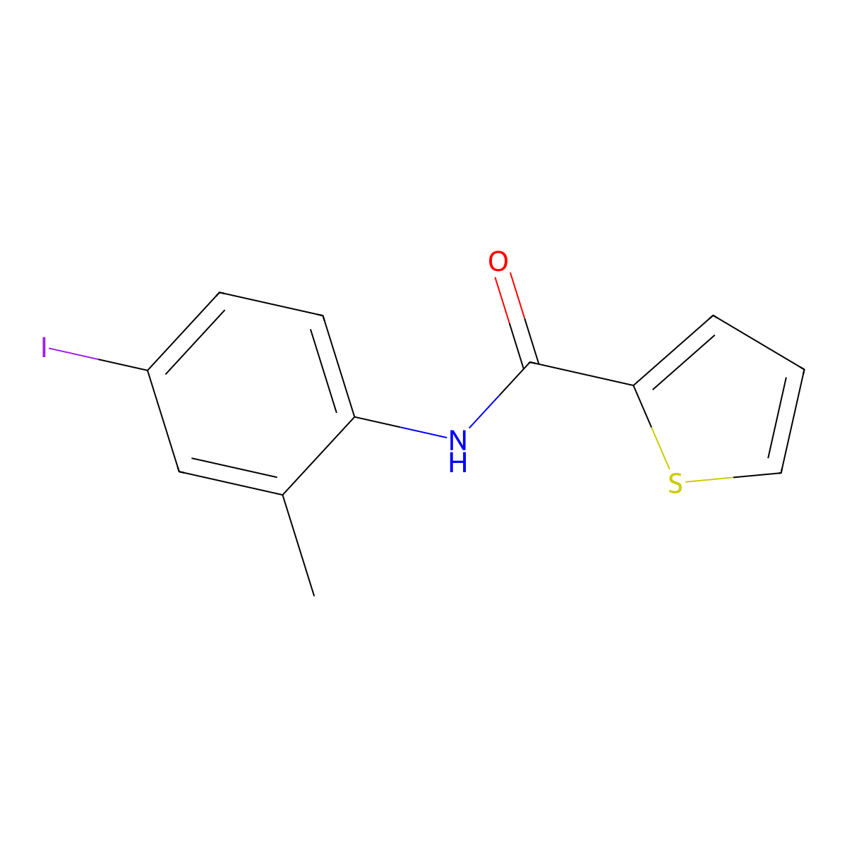 N-(4-iodo-2-methylphenyl)thiophene-2-carboxamide molecular structure, CAS 301674-66-8