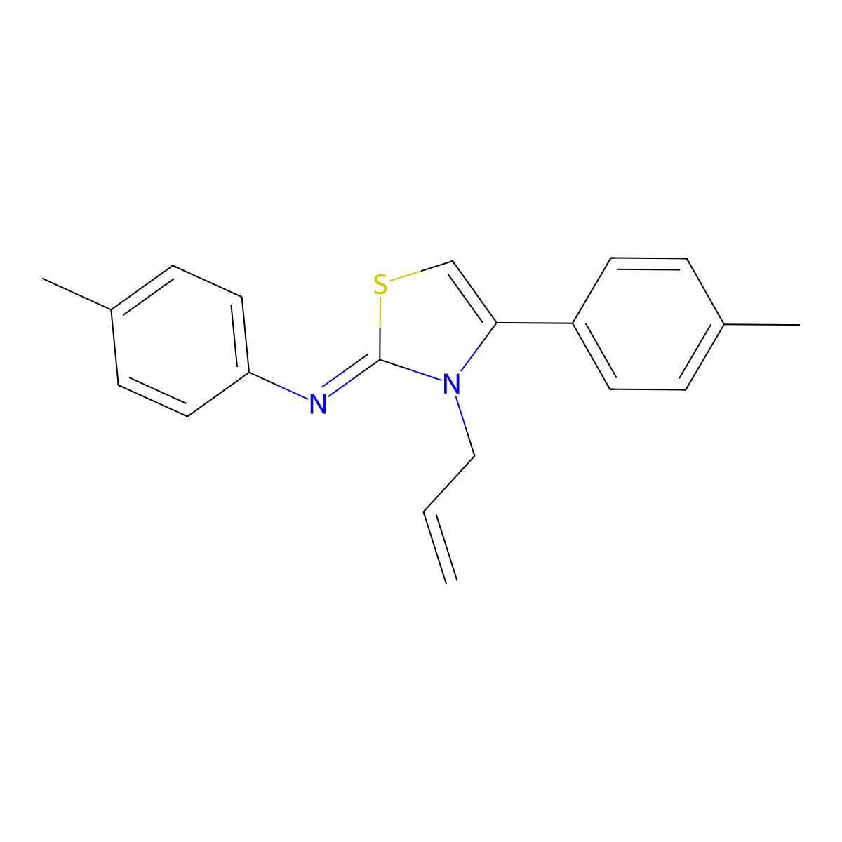 N,4-bis(4-methylphenyl)-3-prop-2-enyl-1,3-thiazol-2-imine molecular structure, CAS 301674-98-6