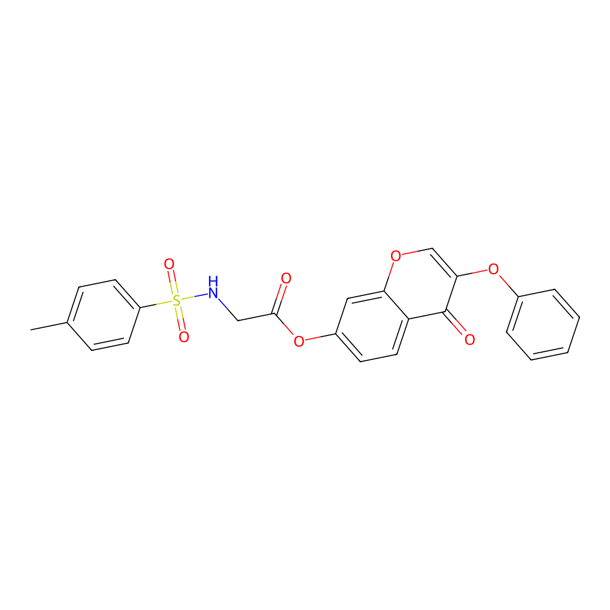 (4-Oxo-3-phenoxychromen-7-yl) 2-[(4-methylphenyl)sulfonylamino]acetate molecular structure, CAS 301675-36-5