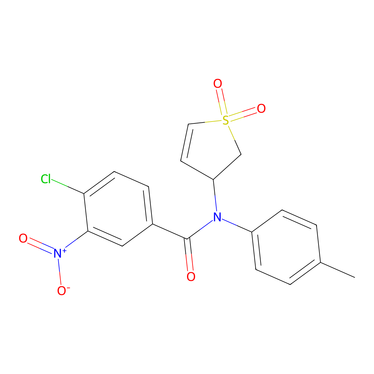 4-chloro-N-(1,1-dioxido-2,3-dihydrothiophen-3-yl)-3-nitro-N-(p-tolyl)benzamide molecular structure, CAS 301675-78-5
