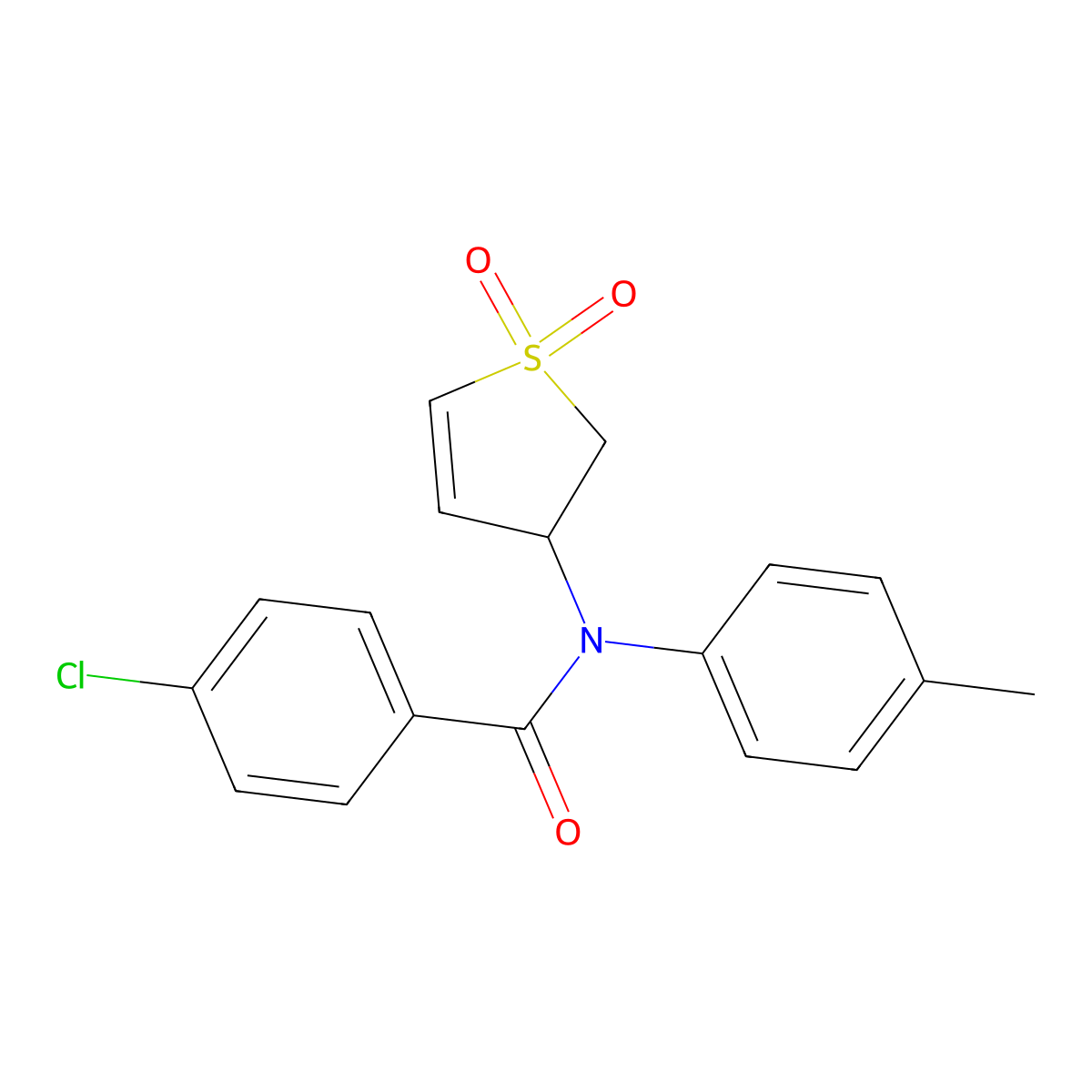 4-Chloro-N-(1,1-dioxido-2,3-dihydro-3-thienyl)-N-(4-methylphenyl)benzamide molecular structure, CAS 301676-12-0