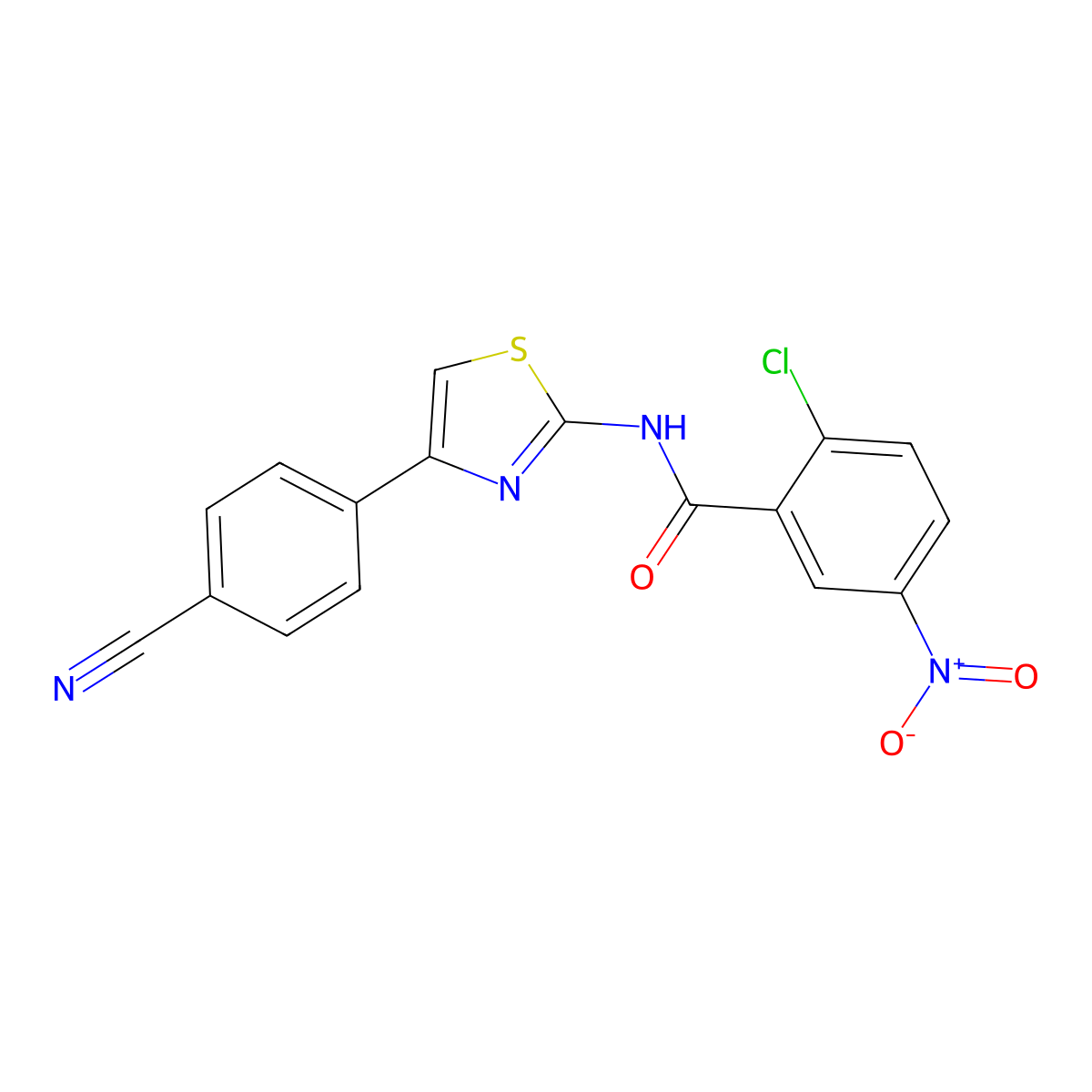 2-chloro-N-[4-(4-cyanophenyl)-1,3-thiazol-2-yl]-5-nitrobenzamide molecular structure, CAS 301676-81-3