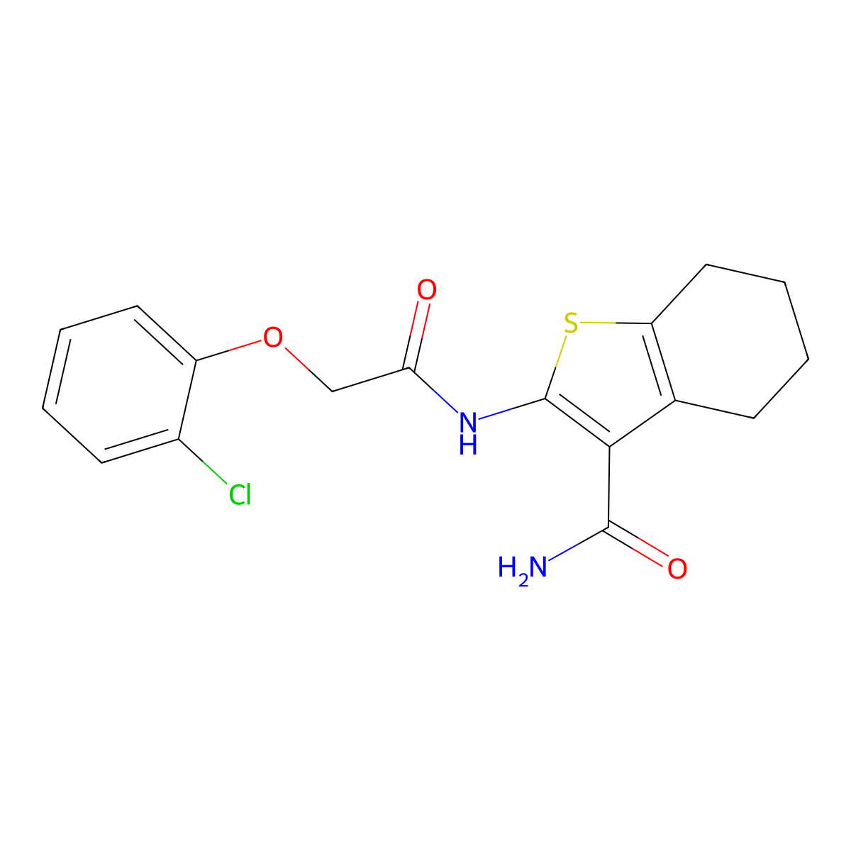 2-{[(2-Chlorophenoxy)acetyl]amino}-4,5,6,7-tetrahydro-1-benzothiophene-3-carboxamide molecular structure, CAS 301678-81-9