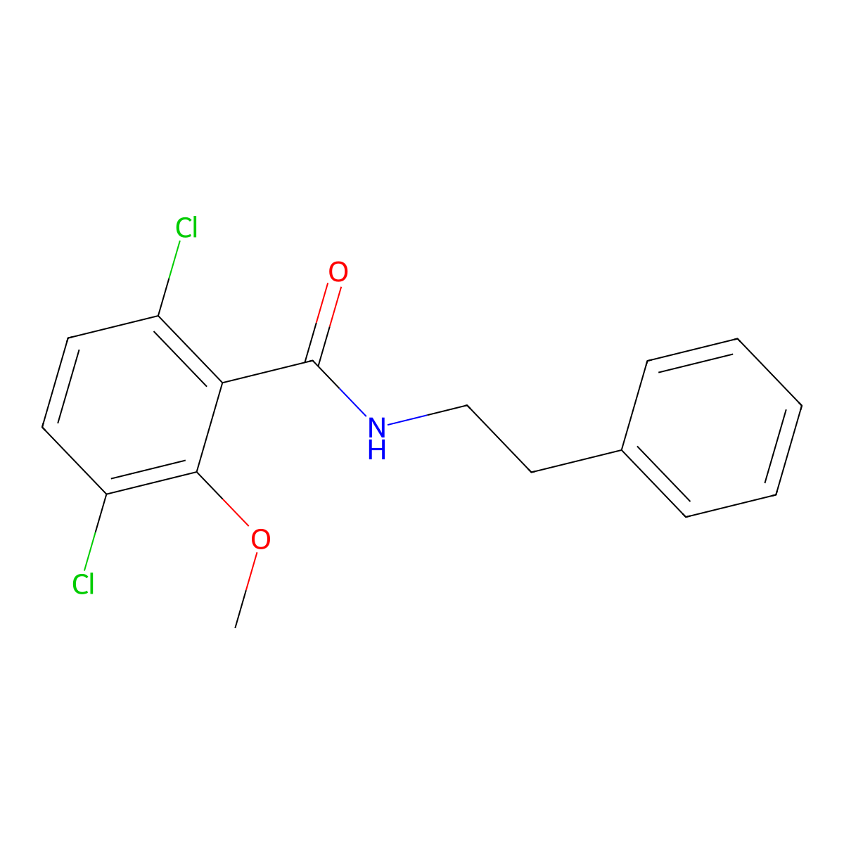 3,6-dichloro-2-methoxy-N-phenethylbenzamide molecular structure, CAS 301680-35-3