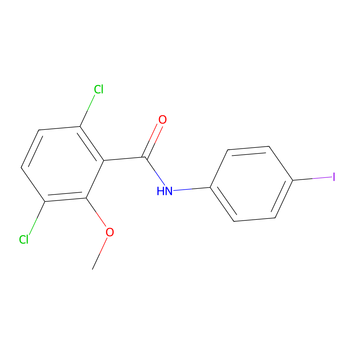 3,6-dichloro-N-(4-iodophenyl)-2-methoxybenzamide molecular structure, CAS 301680-44-4