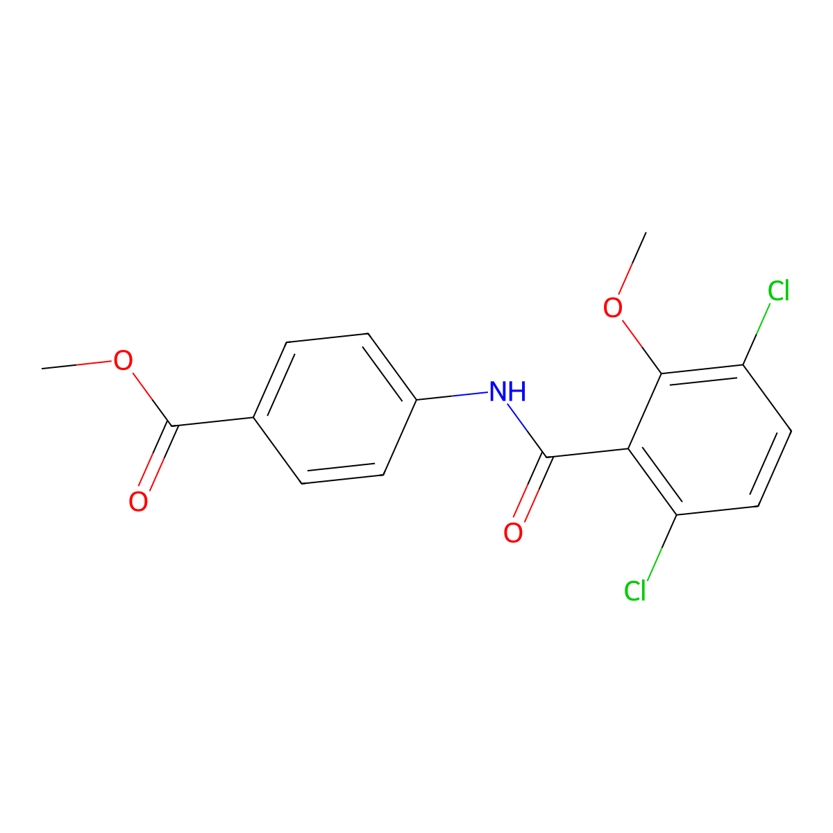 Methyl 4-[(3,6-dichloro-2-methoxybenzoyl)amino]benzoate molecular structure, CAS 301680-46-6