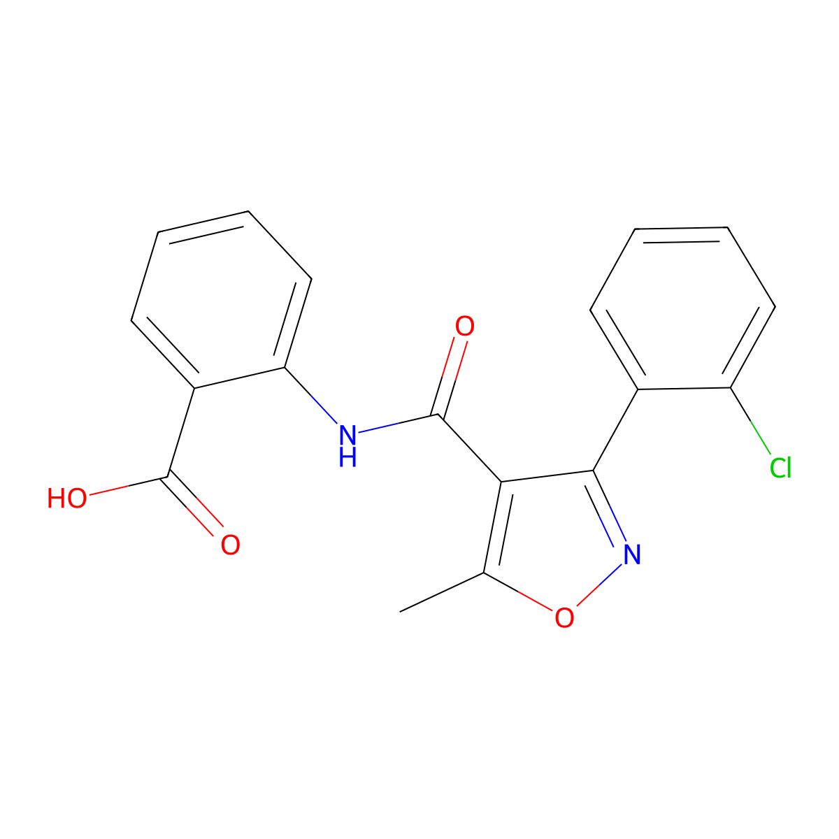 2-({[3-(2-Chlorophenyl)-5-methyl-4-isoxazolyl]carbonyl}amino)benzoic acid molecular structure, CAS 301680-60-4